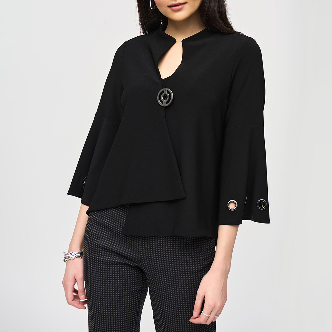 Black Poncho Effect Blouse