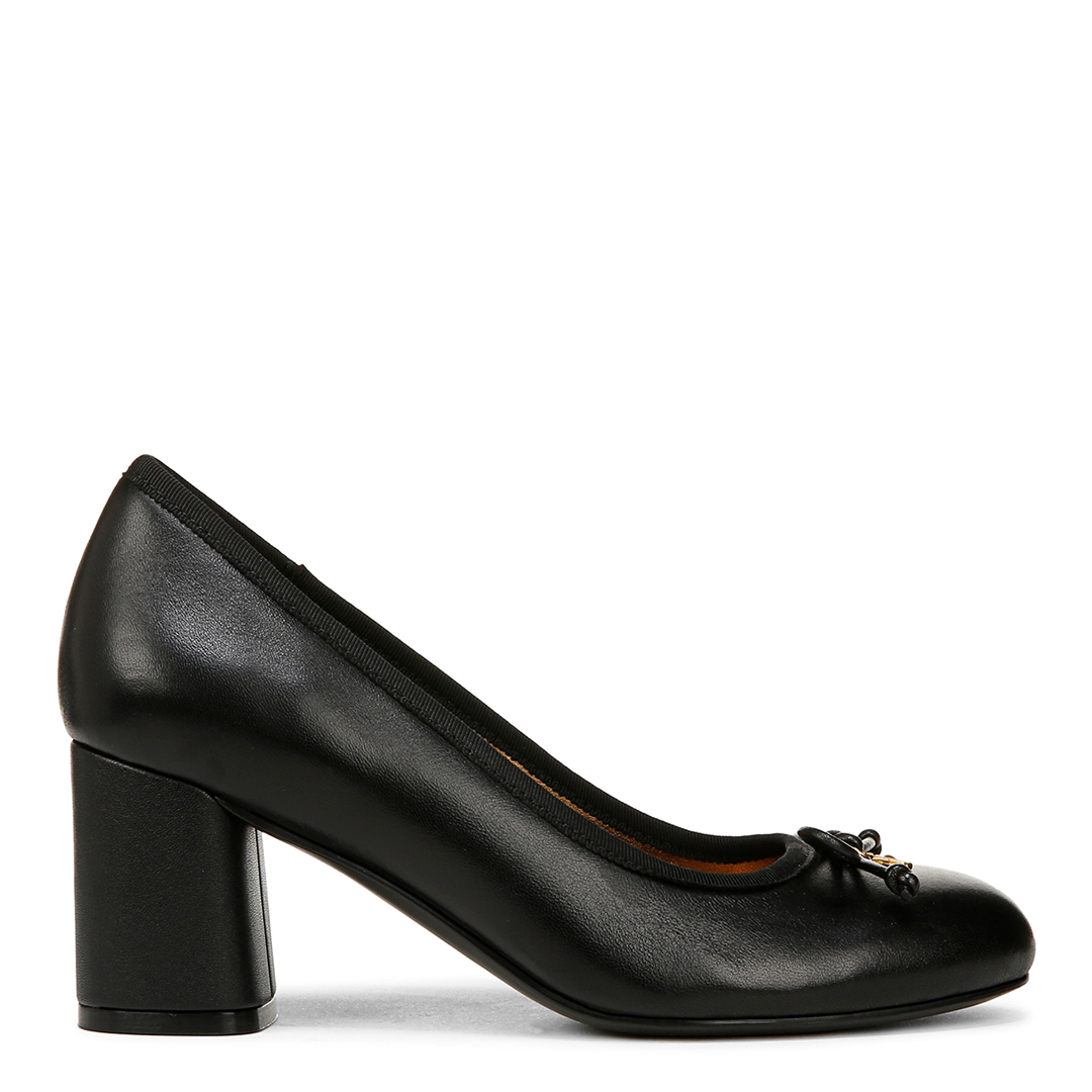 Black Leather Sienna Wide Fit Court Heel