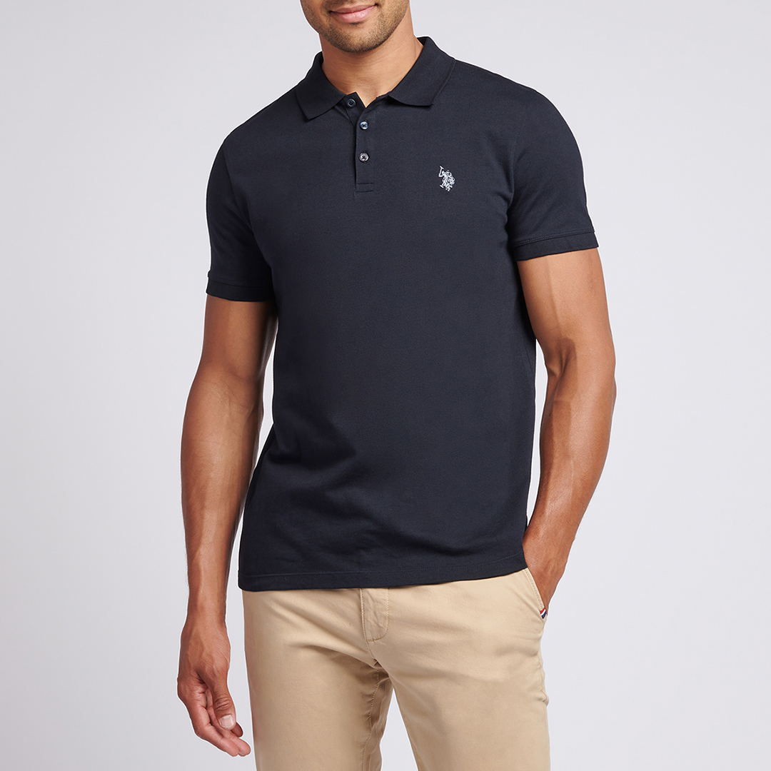 Black Jersey Polo Top