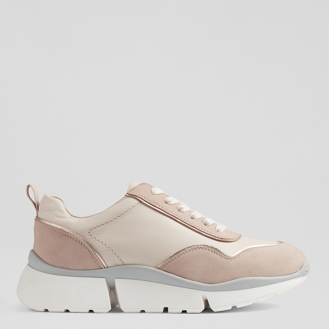 Cream Leather and Beige Suede LKB Step Trainers