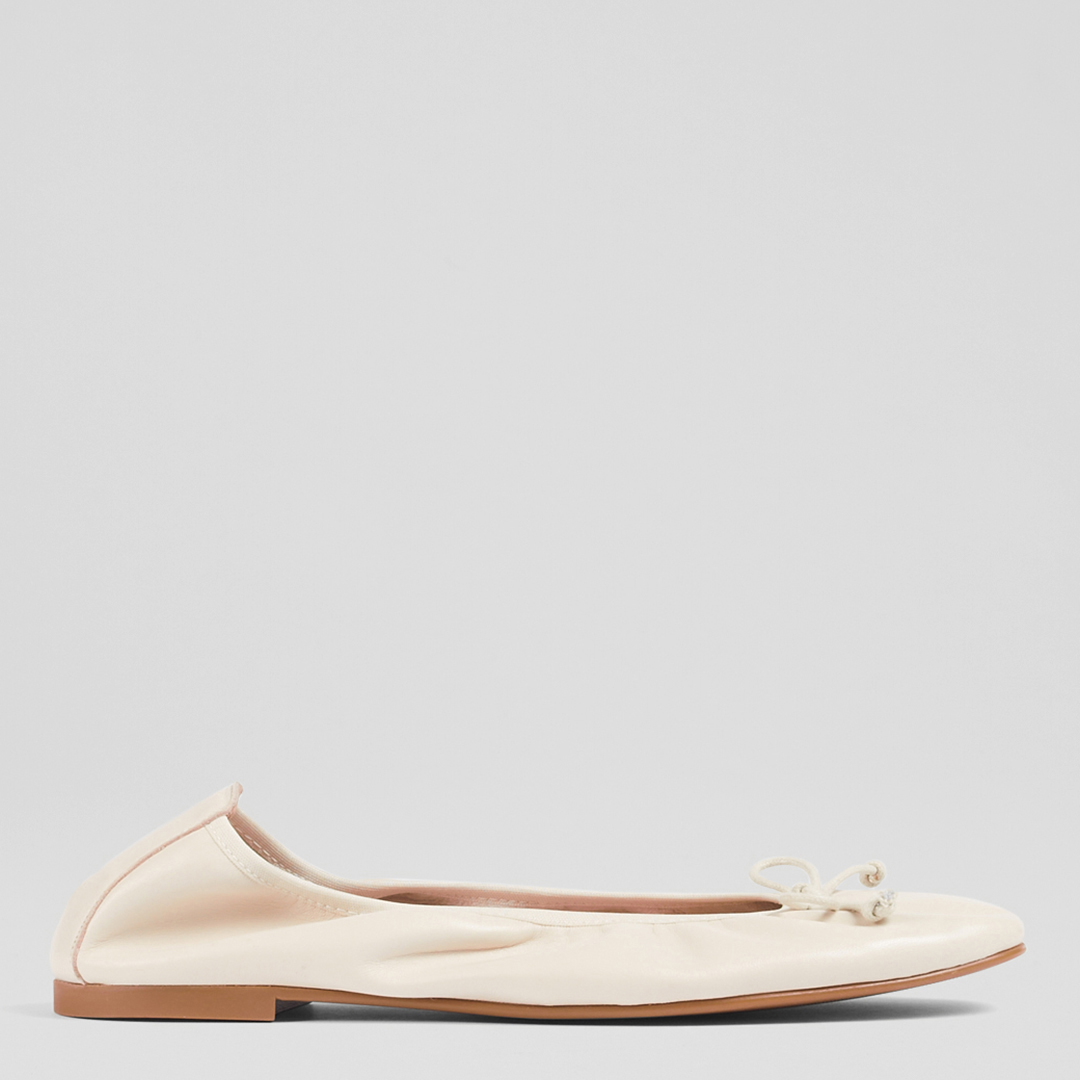 Ecru Trilly Leather Ballet Pumps