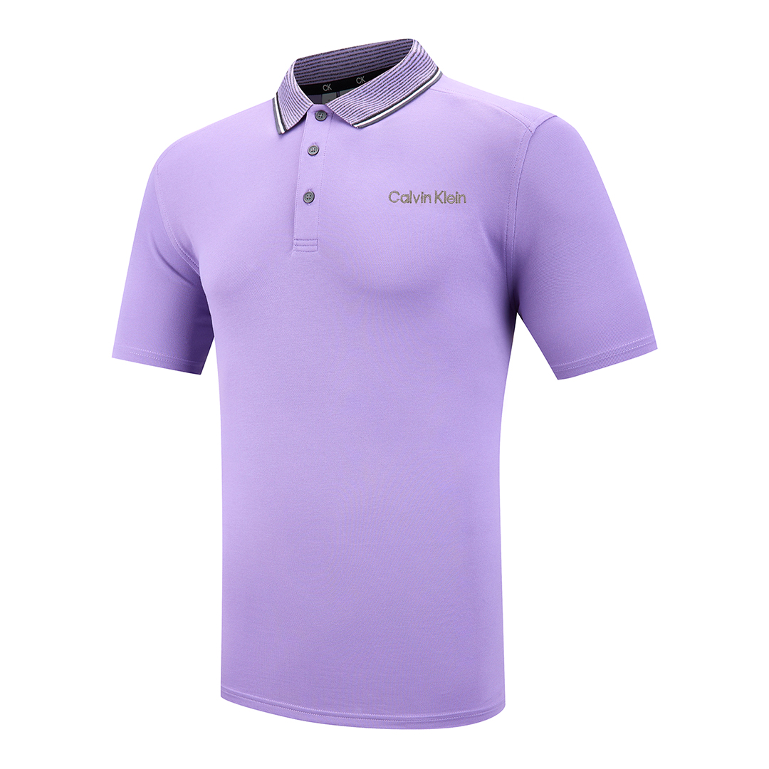 Purple Calvin Klein Tipped Collar Polo