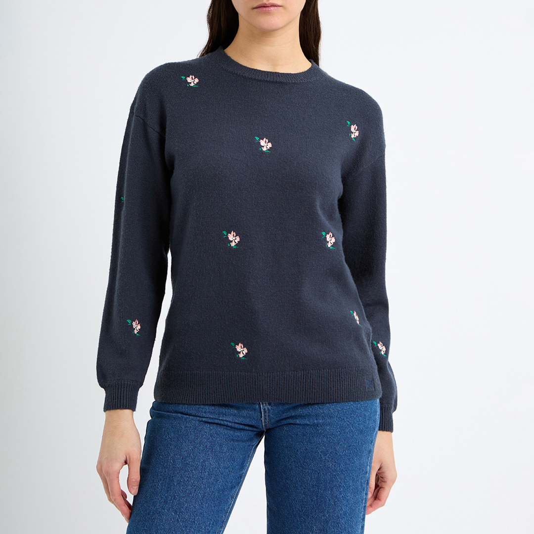 Navy Daisy Embroidered Jumper