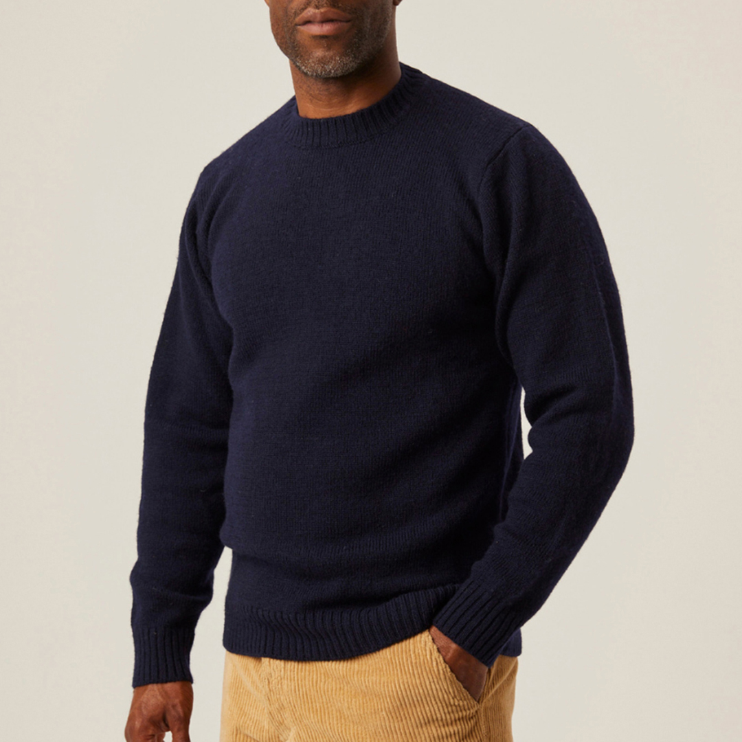 Navy Makers Wool Crew Jumper